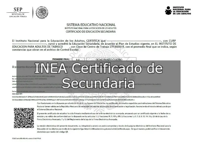 certificado de secundaria INEA