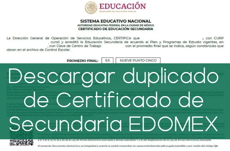 Descargar certificado de secundaria Estado de México